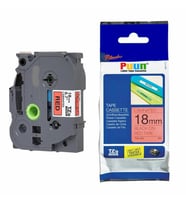 PUUN®Brother P-Touch TZE-441 18MM x 8m Kırmızı Üzerine Siyah Muadil Laminasyon Etiket Şeridi (Çok Renkli)