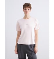 LCW Comfort Pembe Bisiklet Yaka Baskılı Kadın Tişört