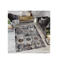 Rovigo Home Dijital Baskı Yıkanabilir Kaymaz Taban Salon Halısı RVG0571 (Kahverengi)