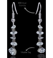 Sertifikalı Kırık Taşlı Model Havlit Taşı Küpe (Beyaz)