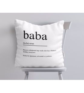 BK Home Baba Tasarımlı Beyaz Yastık-1