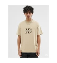 Baskılı Oversize Tişört  Erkek Streetwear T-Shirt (Bej)
