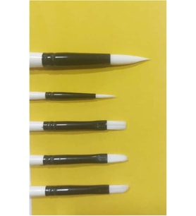 5'li Karışık Sentetik Akrilik Fırça Seti, Yağlı Boya için, 2.5mm Genişlik, 15cm Sap Uzunluğu, 6 Parça, Standart Boy