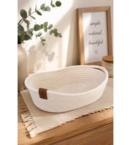 Jasper Tekli Dekoratif Oval Sepet 24*8 Cm Krem Jüt Düzenleyici Organizer