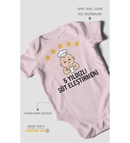 5 Yıldızlı Süt Eleştirmeni Baskılı Bebek Zıbını – Çıtçıtlı Body 8 Renk  %100 Pamuk Kısa Kol (Bebek Pembesi)
