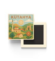 Kütahya - Memleket Temalı - Paper Cut Art - Baskılı Buzdolap Magneti Kare - 9x9 cm