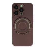 İPhone 13 Pro Uyumlu Standlı Magneticsafe Kahverengi Luta Kılıf