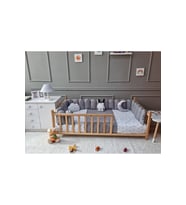 Montessori Bebek Beşik Uyku Seti - Çit Kenar Koruma (Gri)