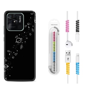Xiaomi Redmi Note 7 8 9 Pro 10 2022 10 Pro 10S Kılıf Kablo Koruma Spiral Silikon Planet 1620