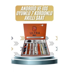 Mey İthalat® 7 Kordonlu Akıllı Saat Plastik Kordon Hasır Kordon Çelik Kordon