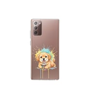 Samsung Galaxy Note 20 ile Uyumlu Splash Köpek Tasarımlı Şeffaf Silikon Kılıf