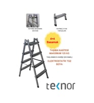 Çift Taraflı Dayanıklı 4+4 Metal Basamaklı Merdiven