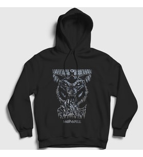 Presmono Unisex Siyah Wolf Moonspell Kapüşonlu Sweatshirt 166112tt
