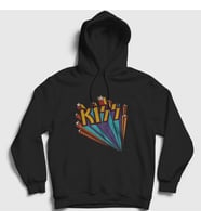 Presmono Unisex Siyah Retro Kiss Kapüşonlu Sweatshirt 91687tt