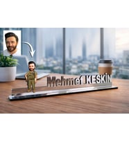 Kişiye Özel Asker Astsubay Komutan Karikatürlü 30 cm Ayna Pleksi Masaüstü İsimlik - Askere ve Komutana Hediye Asker Hediyesi