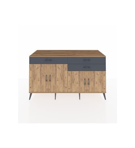 Kronos Konsol 2 Raflı 3 Çekmeceli 4 Kapaklı 176x59x99 Çam-Çam/Antrasit