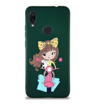 Xiaomi Redmi Note 7 Pro Soft Premier Kapak Vespagirl Tasarımlı Silikon Kılıf - Yeşil (Şeffaf)