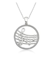 925 Ayar Gümüş Müzik Temalı Kadın Gümüş Kolye