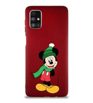 Samsung Galaxy M51 Soft Premier Kapak Mickey Mouse-G Tasarımlı Silikon Kılıf - Mürdüm (Şeffaf)