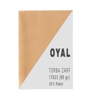 Elitstore Kraft Torba Zarf 17 cm x 25 cm (17x25) 90 Gr 50'li Paket (Sarı)