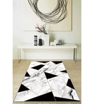 Siyah Mermer Görünümlü Kaymaz Tabanlı Dekoratif Halı RV165 - 100 x 160 cm