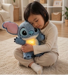 30 cm Stitch Işıklı ve Müzikli Peluş Uyku Arkadaşı – 5 Modlu Nefes Alan Gece Lambası Sevimli Hediye Oyuncak