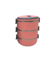 Yemek Termosu Koyu Pembe 3lü Sefer Tası Saklama Kabı 1.8lt