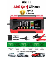 12V 8A Akıllı Akü Şarj Cihazı 12V 8A LCD Ekranlı Pulse Repair Otomatik Akü Şarj & Desülfatör