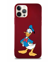 Apple iPhone 12 Pro Soft Premier Kapak Donald Duck-C Tasarımlı Silikon Kılıf - Mürdüm (Şeffaf)