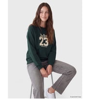 LCW Modest Yeşil Baskılı Oversize Kadın Kalın Sweatshirt Tunik