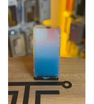 iPhone 12 / 12 Pro Uyumlu Parıltılı Desenli Renkli Şeffaf Silikon Kılıf (Lacivert-Pembe)