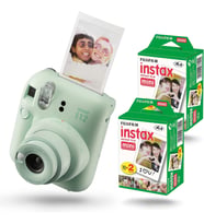 Fujifilm İnstax Mini 12 Fotoğraf Makinesi+Askı+pil+40'lu film yeşil