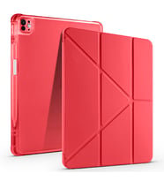 iPad Pro 13 2025 M5 Tablet Kılıf Kalem Bölmeli Standlı Lüx Smart Cover (Kırmızı)