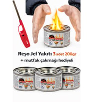 Çakmak Hediyeli Reşo Jel Yakıt Teneke Kutu 200 Gr Net 3 Adet Osmalı Ocak Yakıtı Kanp Piknik Yakıtı