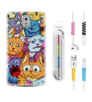 Samsung Note 3 4 5 8 9 20 Ultra 10 Lite Kılıf Kablo Koruma Spiral Silikon Kediler 1723