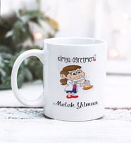 Kimya Öğretmeni Tasarımlı Kişiye Özel Kupa Bardak (Beyaz)