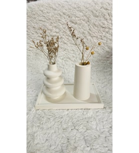 3 lü Kare Tabaklı İskandinav ve Bohem Model Vazo Dekorasyon Set