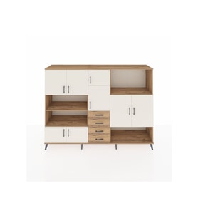 Hyperion Dolap 10 Raflı 4 Çekmeceli 8 Kapaklı 220x44x163 Çam-Aytaşı/Çam