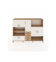 Hyperion Dolap 10 Raflı 4 Çekmeceli 8 Kapaklı 220x44x163 Çam-Aytaşı/Çam