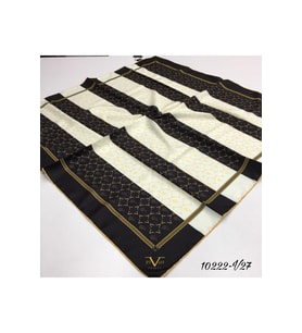Çizgili Desen Black Seri Twill Eşarp Eşarp Askısı ile Birlikte 90x90 cm Siyah Sa