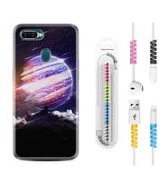 Oppo A5S A15 A16 A54 A55 A73 A74 Kılıf Kablo Koruma Spiral Silikon Super Planet 1797