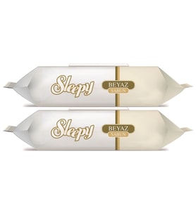 Sleepy Islak Havlu Mendil 90 Yaprak (2 Li Set) Beyaz Sabun Kokulu Plastik Kapaklı (180 Yaprak)