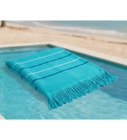 Hızlı Kuruyan, Yer Kaplamayan %100 Pamuklu Turkuaz Waves Plaj Peştemali