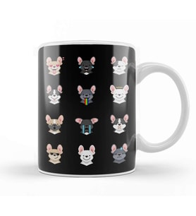 French Bulldog Emoji Kupa Bardak Porselen