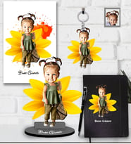 Kişiye Özel Kız Çocuk Karikatürlü 5 li Hediye Seti Model-1