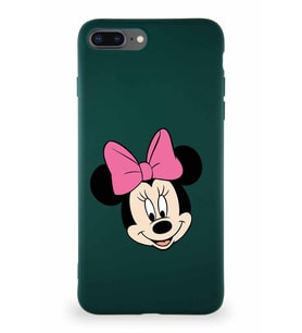 Apple iPhone 8 Plus Soft Premier Kapak Minnie Mouse-C Tasarımlı Silikon Kılıf - Yeşil (Şeffaf)