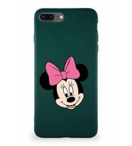 Apple iPhone 8 Plus Soft Premier Kapak Minnie Mouse-C Tasarımlı Silikon Kılıf - Yeşil (Şeffaf)