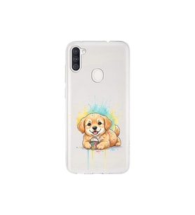 Samsung Galaxy A11 ile Uyumlu Splash Köpek Tasarımlı Şeffaf Silikon Kılıf