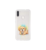 Samsung Galaxy A11 ile Uyumlu Splash Köpek Tasarımlı Şeffaf Silikon Kılıf