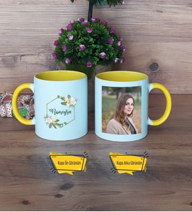 Doğum Günü Hediyesi Kupa Bardak Sarı Fotoğraflı İsme Özel